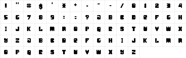 Unity Titling Regular  glyph index
