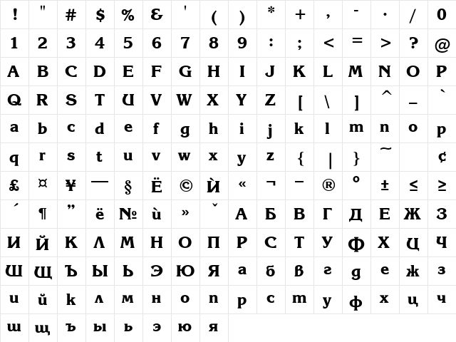 KarinaBlack Normal  glyph index