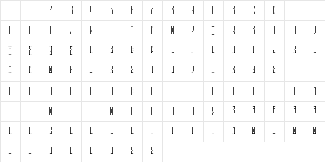 Melancholy Regular  glyph index