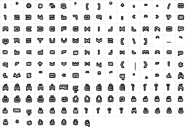 Evolution Regular  glyph index