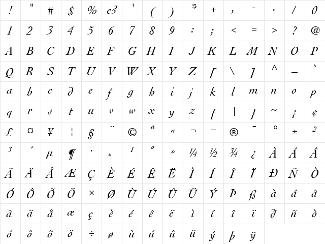 tsp tonight 1 Regular  glyph index