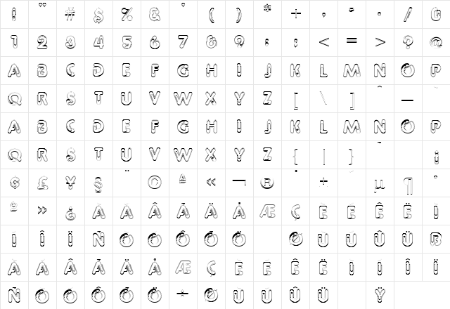 Paper Regular  glyph index