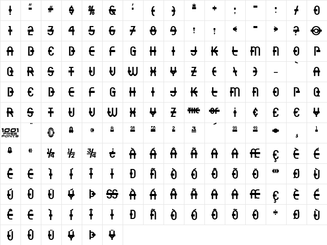 Luncheonette NF Regular  glyph index