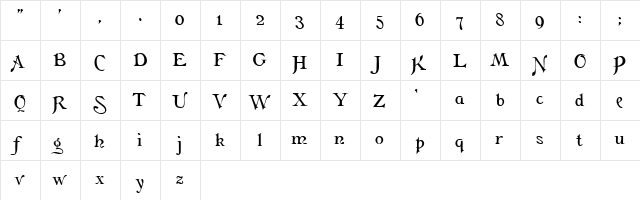 Flaubert!" Regular  glyph index