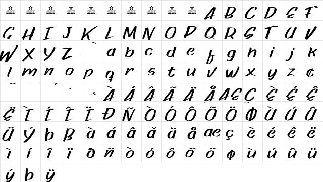 Paper rib Regular  glyph index