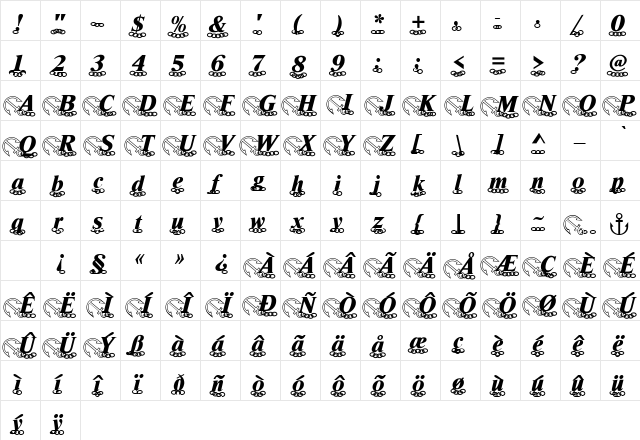 Anchor Becker Normal  glyph index