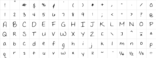 FG Amyie Regular  glyph index