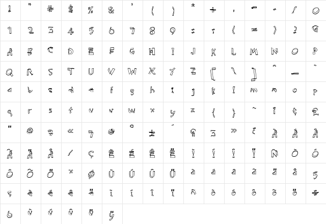 Manipulator Regular  glyph index