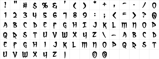 Arcanum Regular  glyph index