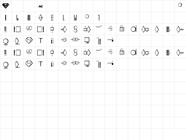 Kryptonian Bold  glyph index