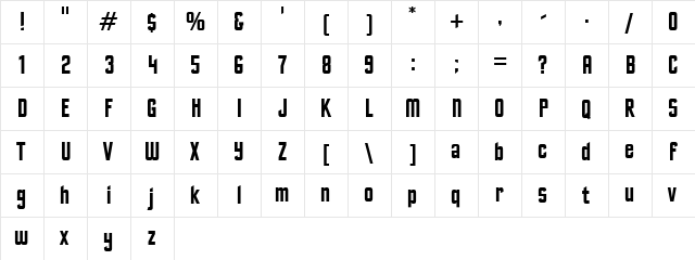 EXCELSIOR SANS Regular  glyph index
