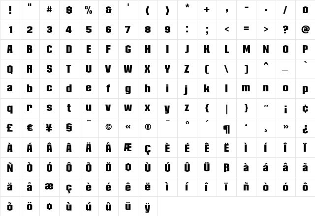 Collos Medium  glyph index