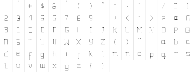 Gutsy Regular  glyph index