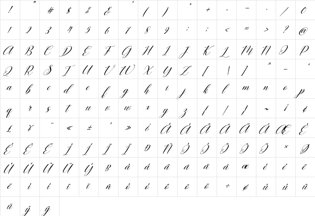 Hellilove Italic Regular  glyph index