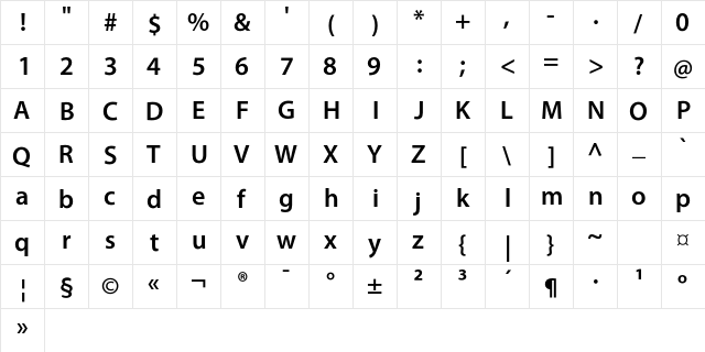 BPG Afxazeti Bold  glyph index