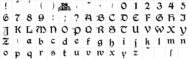 AvignonSSK Bold  glyph index