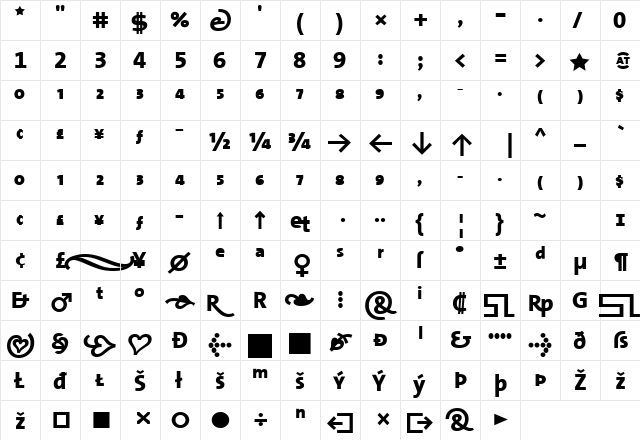 TheSansExtraBold-Expert Regular  glyph index