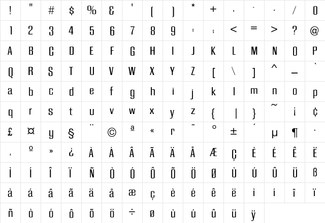 CaliforniaGrotesk Regular  glyph index