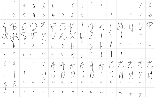 Estelly Regular  glyph index