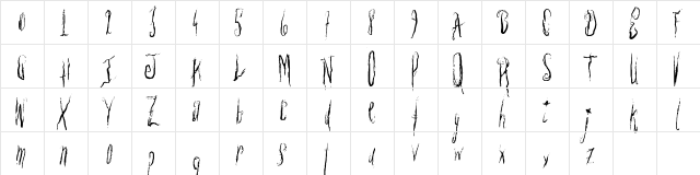 ExtraReaper Regular  glyph index