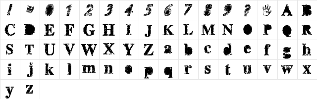 misprinted type are you def?  glyph index