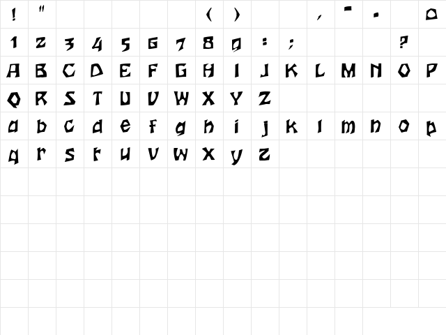 Beautiful 3 Regular  glyph index