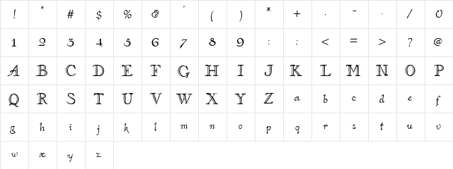 Interlude Regular  glyph index