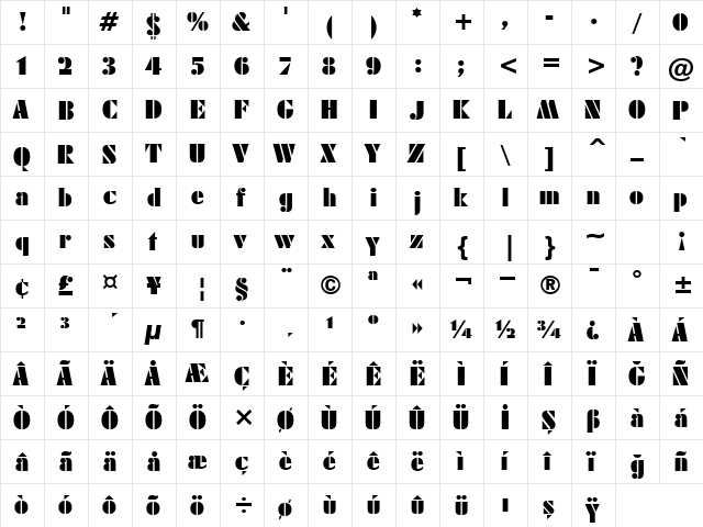 00267 Regular  glyph index