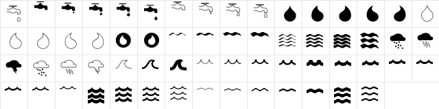 MostlyWaves Regular  glyph index
