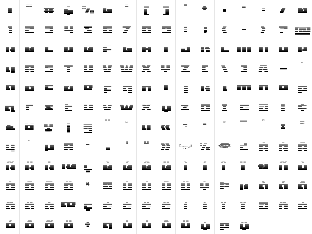 Turbo Charge Gradient Regular  glyph index