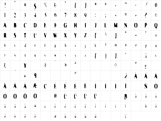 Galaxia Singularity  glyph index