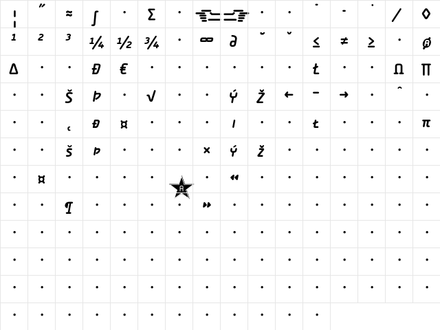 Alega-BoldSmallCapsItaExp Regular  glyph index