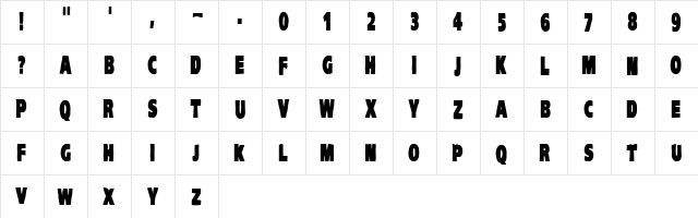 VTC-KomikaHeadLinerOne Bold  glyph index