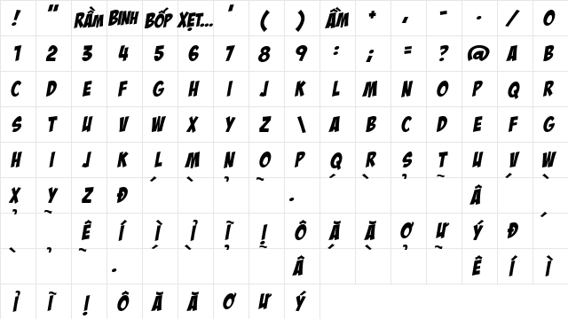 HL ComicBoom Regular  glyph index