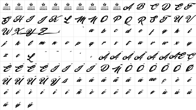Movements Personal Use Regular  glyph index