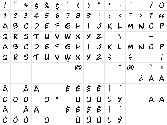 DessinImmortel Regular  glyph index