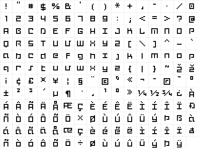 FFF Bytecode Extended Regular  glyph index