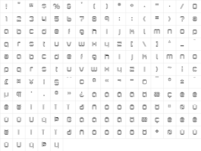 Incopins Clusters Bi Regular  glyph index