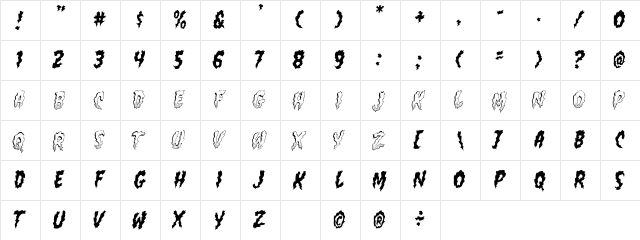 CC Flame On Medium  glyph index