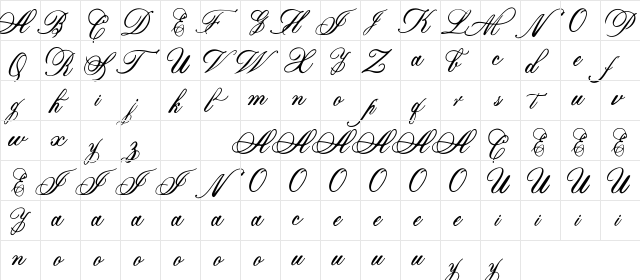 Marcellines Regular  glyph index