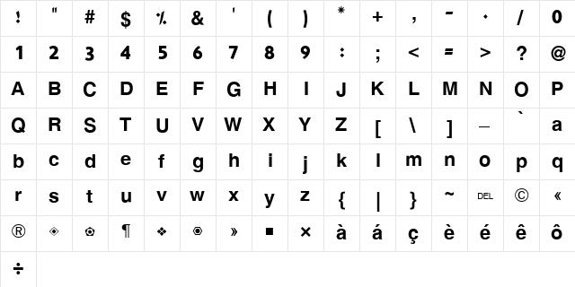 Hacen Lebanon Regular  glyph index