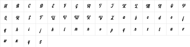 Monthelo Regular  glyph index