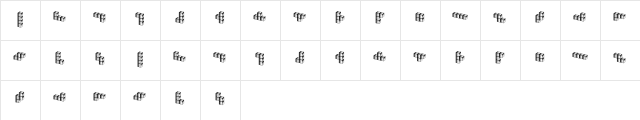 Tetriso Regular  glyph index