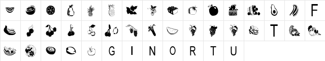 TungFont Fruit Regular  glyph index