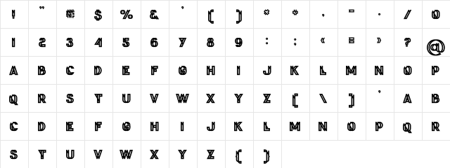 Phantom Bold Bold  glyph index
