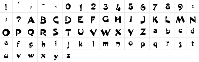 Harquers Regular  glyph index
