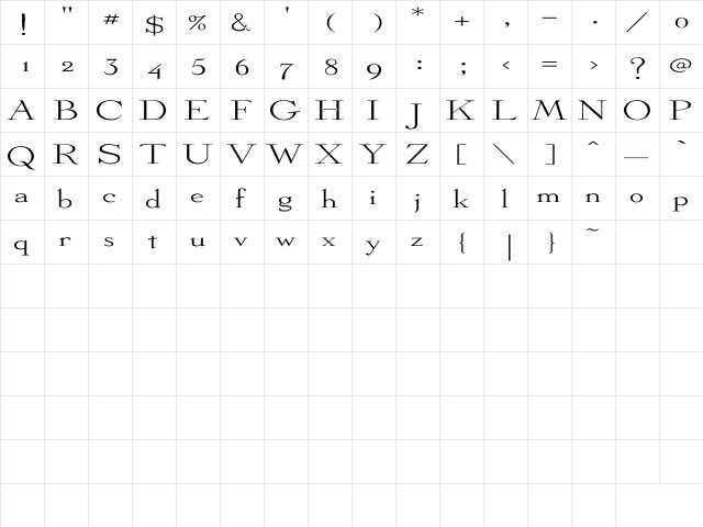 Dickens Ex Regular  glyph index