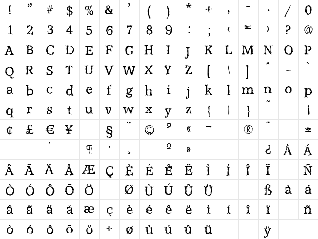 MichaelBeckerRandom Regular  glyph index