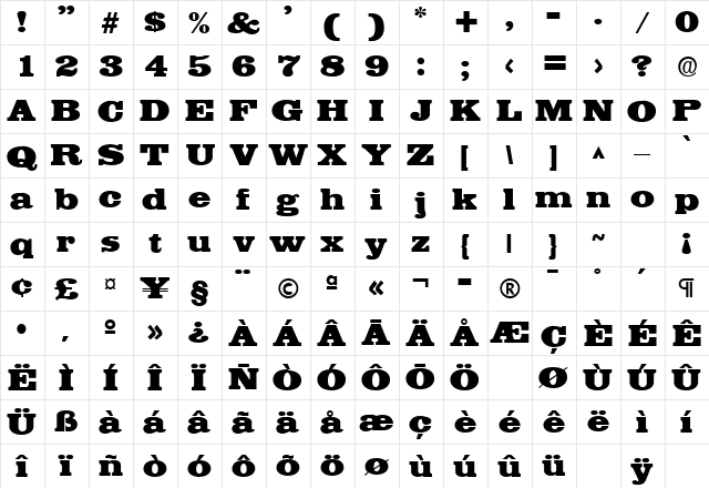 MsSprattSSK Regular  glyph index