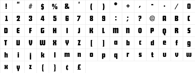 Futana Regular  glyph index